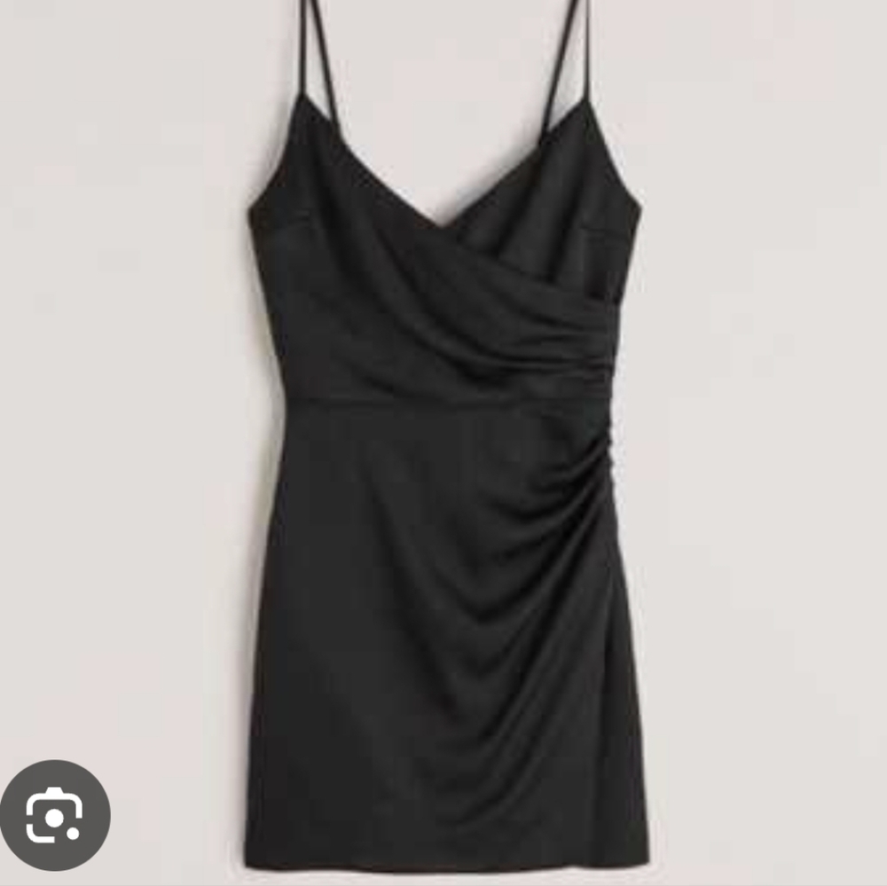 Abercrombie & Fitch Black Spaghetti-Strap Wrap Mini Slip Dress Sz.S NWT